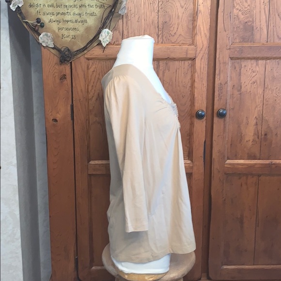 🆕Tan Henley type Top🌿JONES NY Sport 3/4 Sleeve - Picture 2 of 8